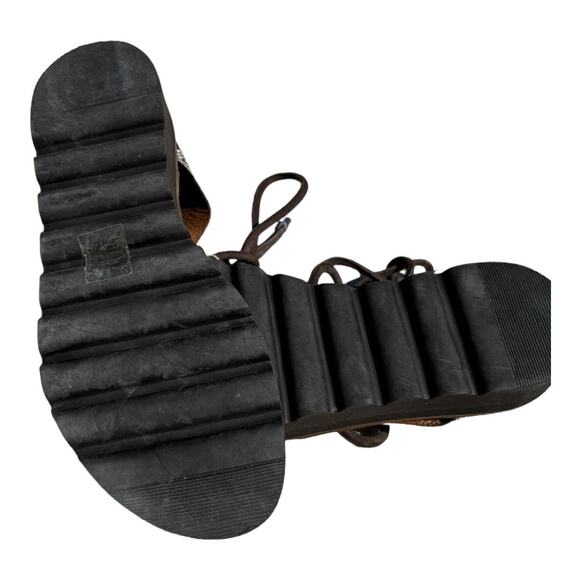 Free People Aubrey Leather Gladiator Wrap Sandals Size 9 Python Print - Picture 7 of 8